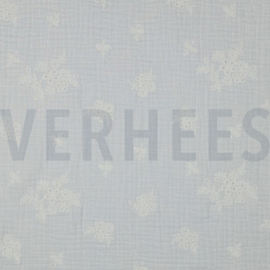 MUSSELIN STICKEREI BLUMEN WEISS #7