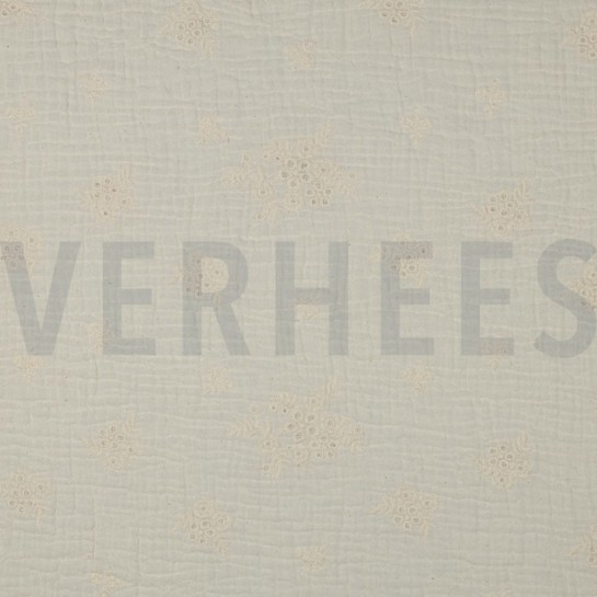 MUSSELIN STICKEREI BLUMEN NATUR #7