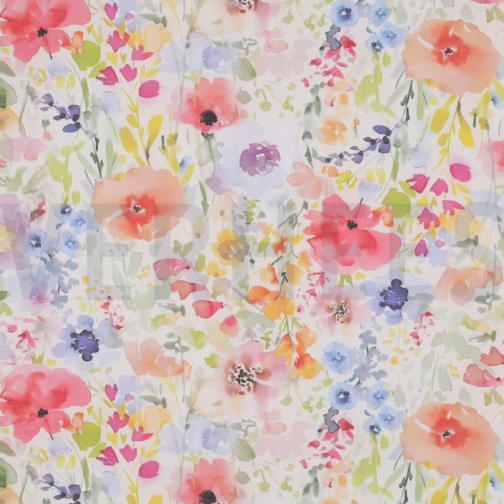 COTTON VOILE DIGITAL FLOWERS MULTICOLOUR