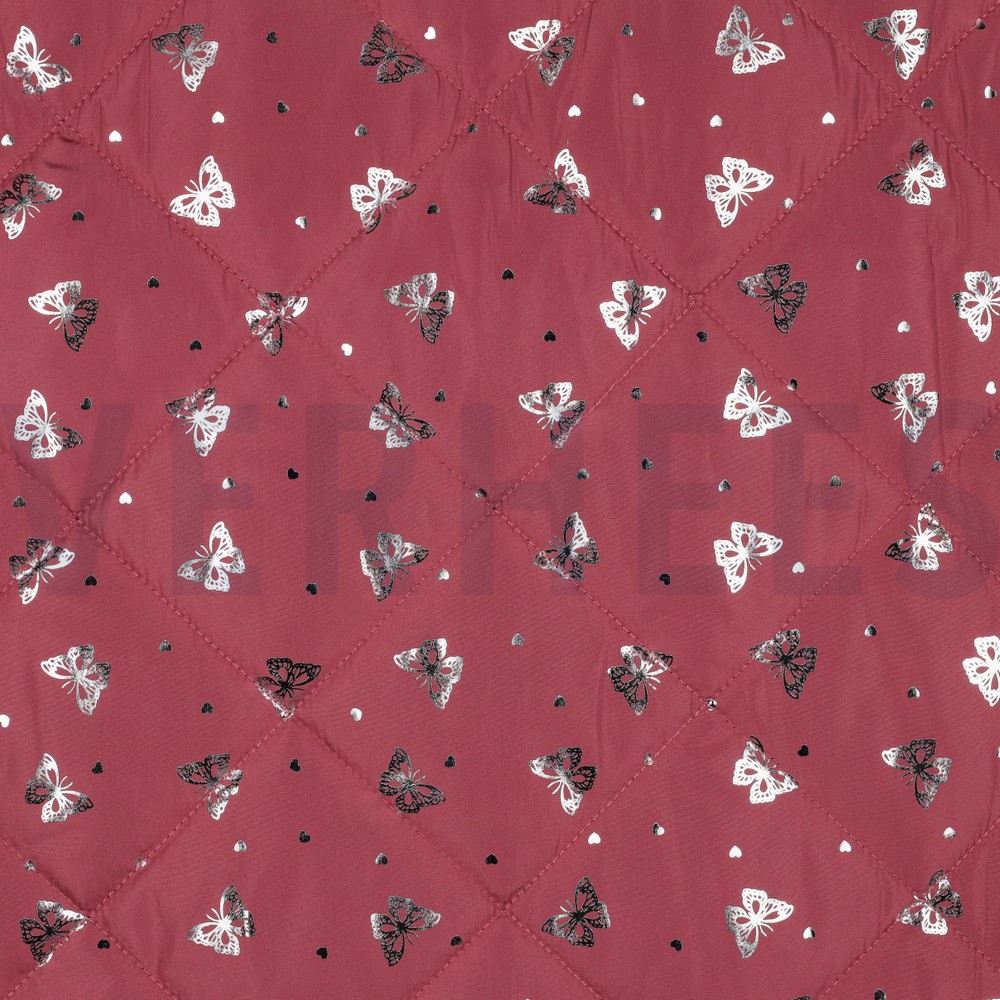 GEWATTEERD ZILVER VLINDER DONKERROZE