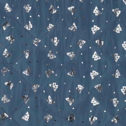 MATELASSÉ PAPILLON ARGENTÉ PÉTROLE (hover)