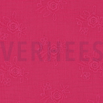 DOUBLE GAUZE EMBROIDERY BLOEMEN FUCHSIA (hover)