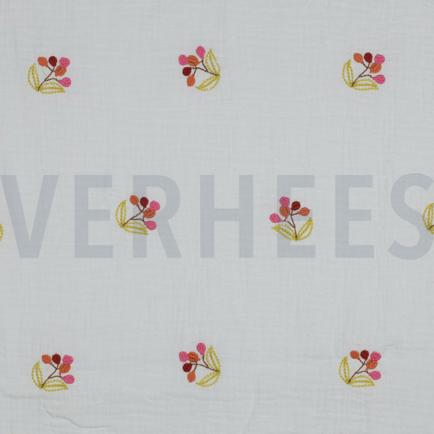 DOUBLE GAUZE EMBROIDERY FLOWERS WHITE (hover)