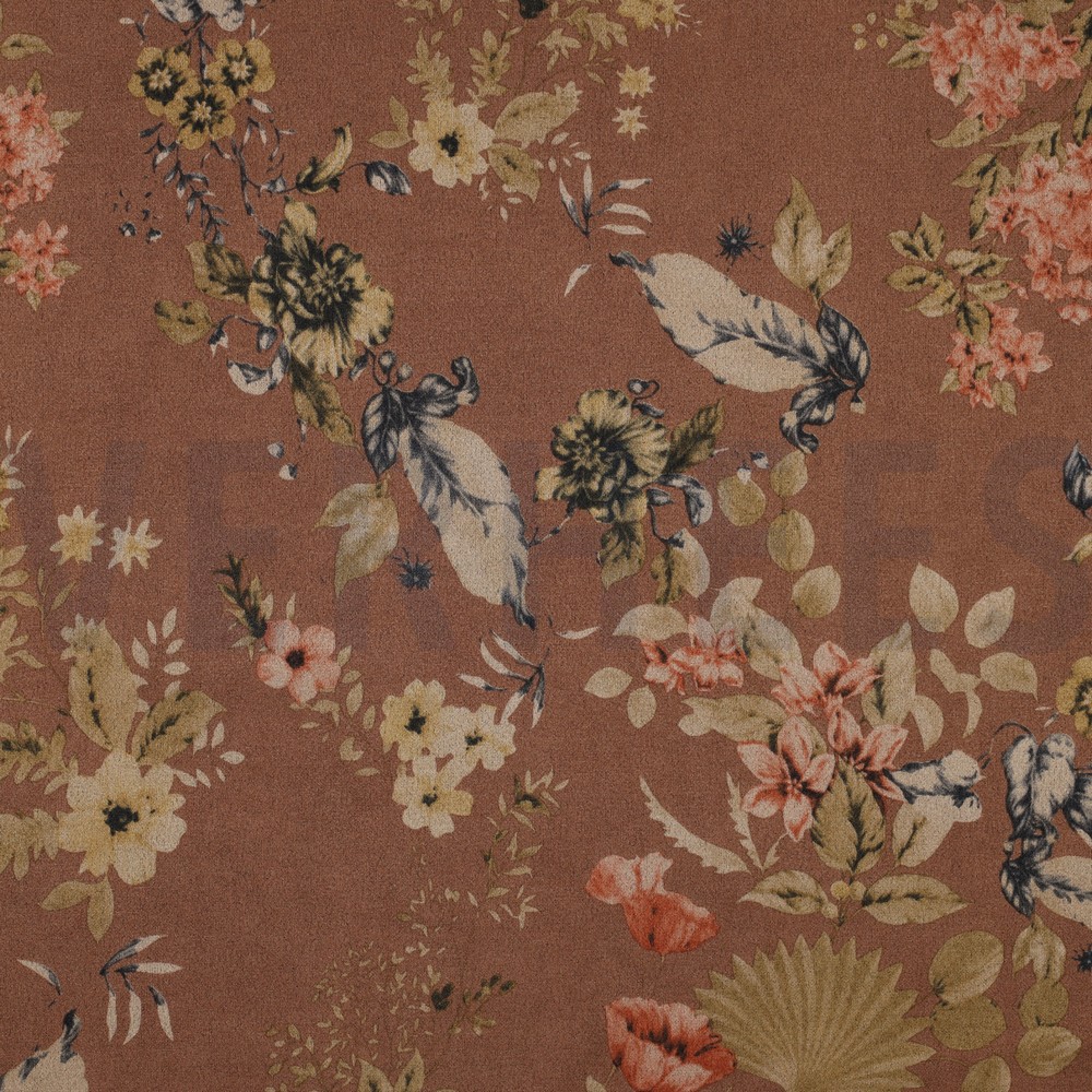 SUEDE STRETCH BLUMEN HASELNUSS