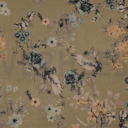 SUEDE STRETCH BLOEMEN LICHTGROEN (hover)