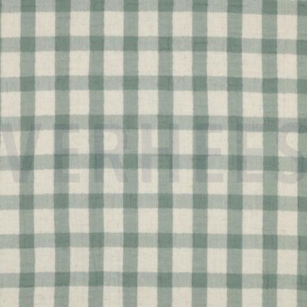 DOUBLE GAZE DE COTON LIN TEINT CARREAUX SAUGE (hover)