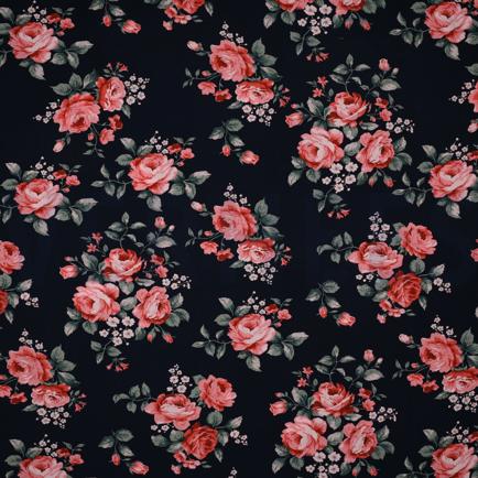 VISCOSE RADIANCE FLEURS BLEU MARINE (hover)