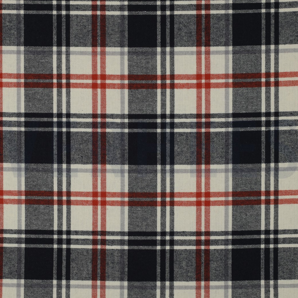 COTTON YARN DYED BRUSHED CHECKS NAVY