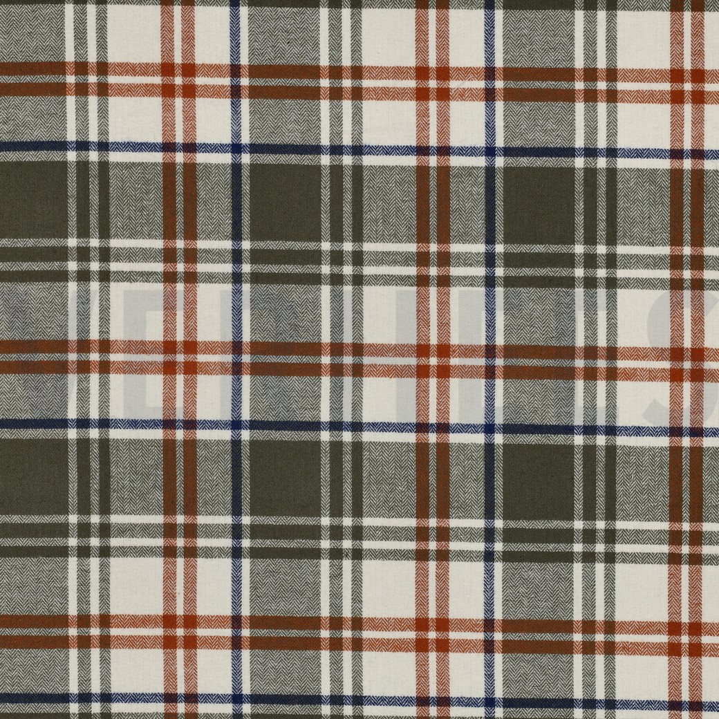 COTTON YARN DYED BRUSHED CHECKS OLIVE