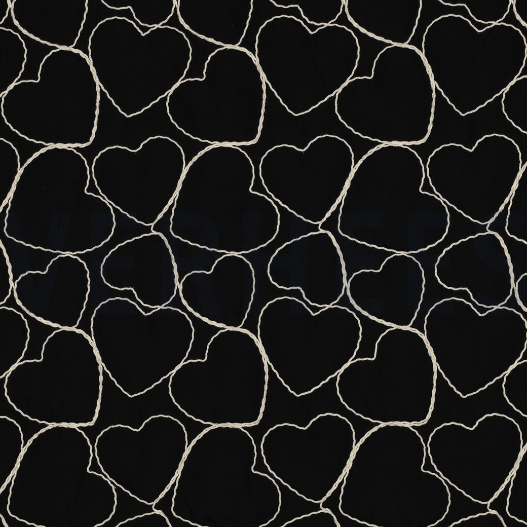 STEPPSTOFF STICKEREI HERZEN SCHWARZ