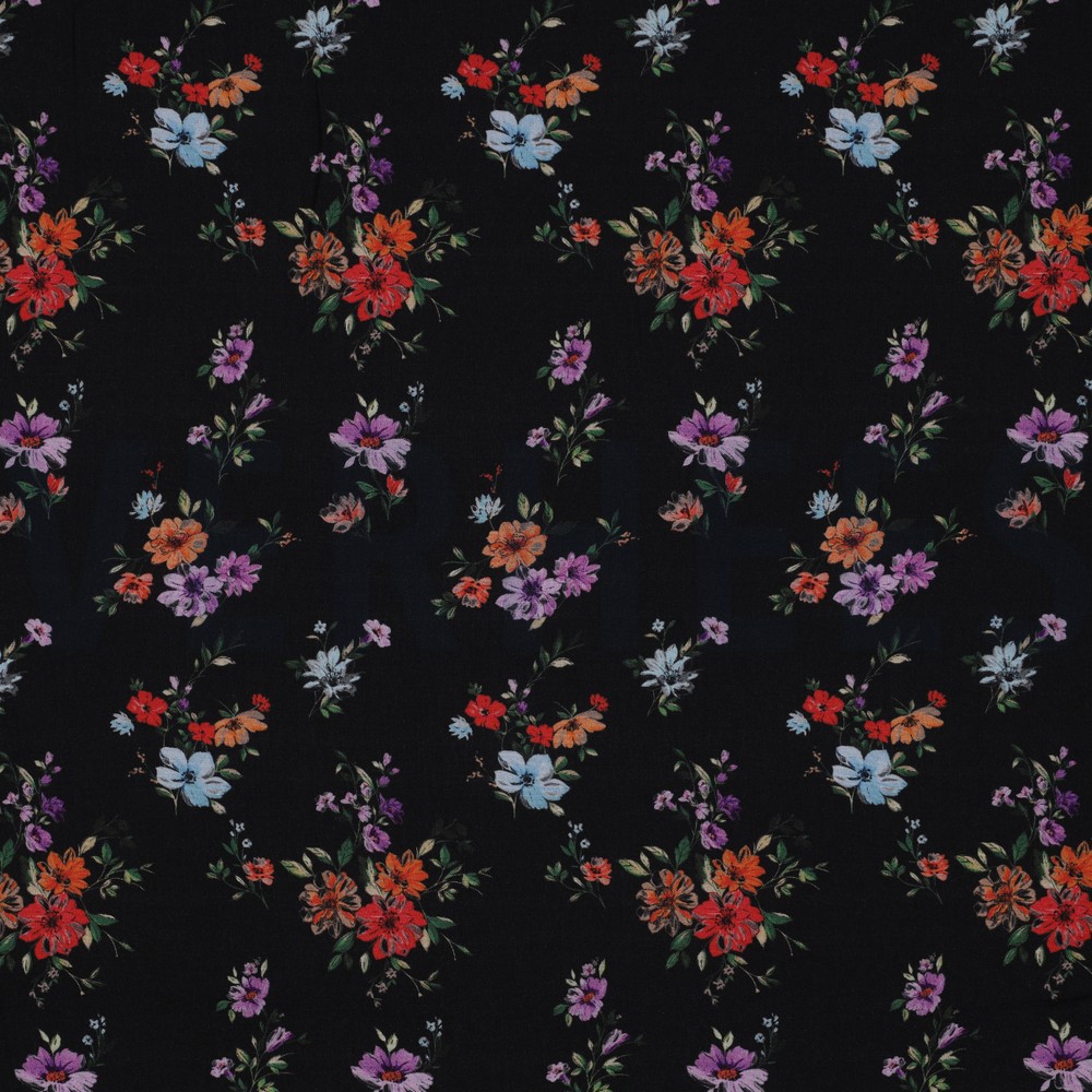 VISCOSE RADIANCE DIGITAL FLEURS NOIR