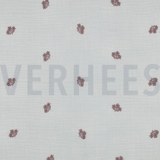 MUSSELIN STICKEREI BLUMEN WEISS #7