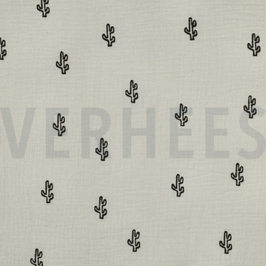 MUSSELIN STICKEREI KAKTUS NATUR #7