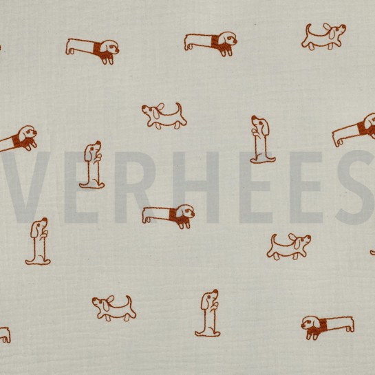 MUSSELIN STICKEREI HUNDE ECRU #7