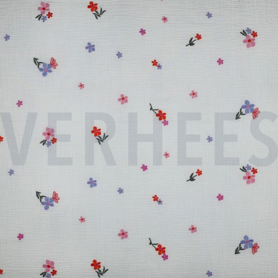 MUSSELIN STICKEREI BLUMEN ROSA #7