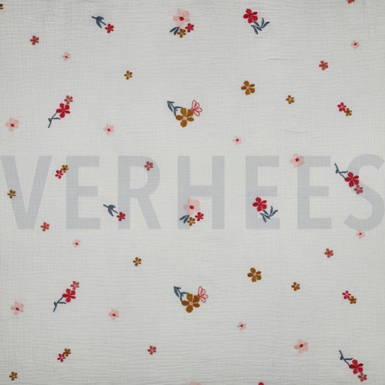 MUSSELIN STICKEREI BLUMEN KAMEL #7