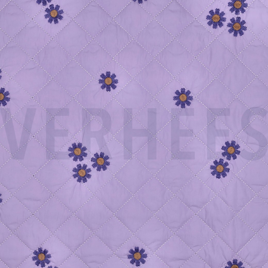 STEPPSTOFF STICKEREI BLUMEN LILA