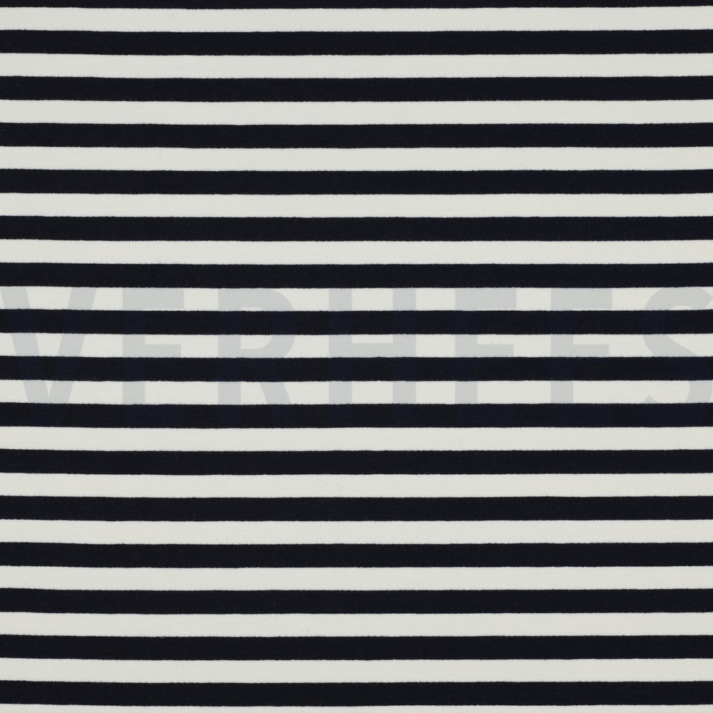 FRENCH TERRY GARNGEFÄRBT STREIFEN MARINEBLAU / OFFWHITE