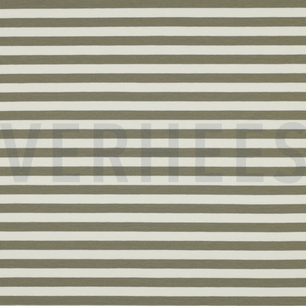 FRENCH TERRY YARN DYED STRIPES MOSS GREEN / OFFWHITE
