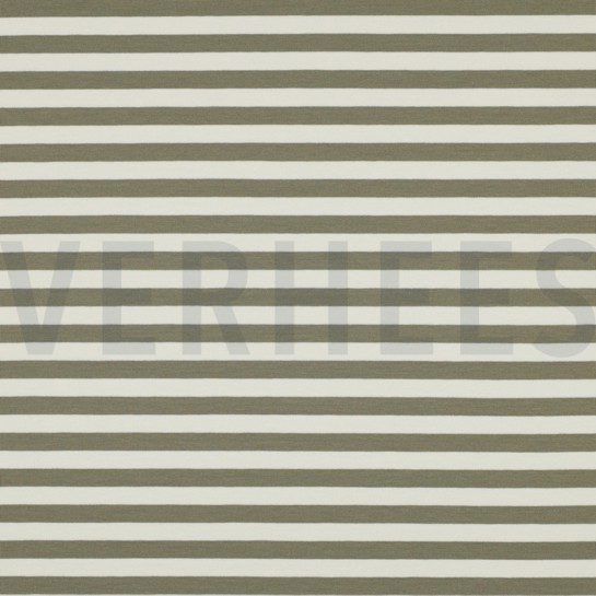 FRENCH TERRY GARNGEFÄRBT STREIFEN MOOSGRÜN/OFFWHITE #7