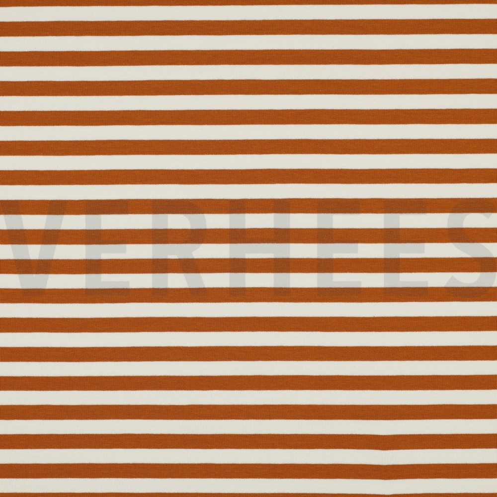 FRENCH TERRY GARNGEFÄRBT STREIFEN HELLBRAUN / OFFWHITE