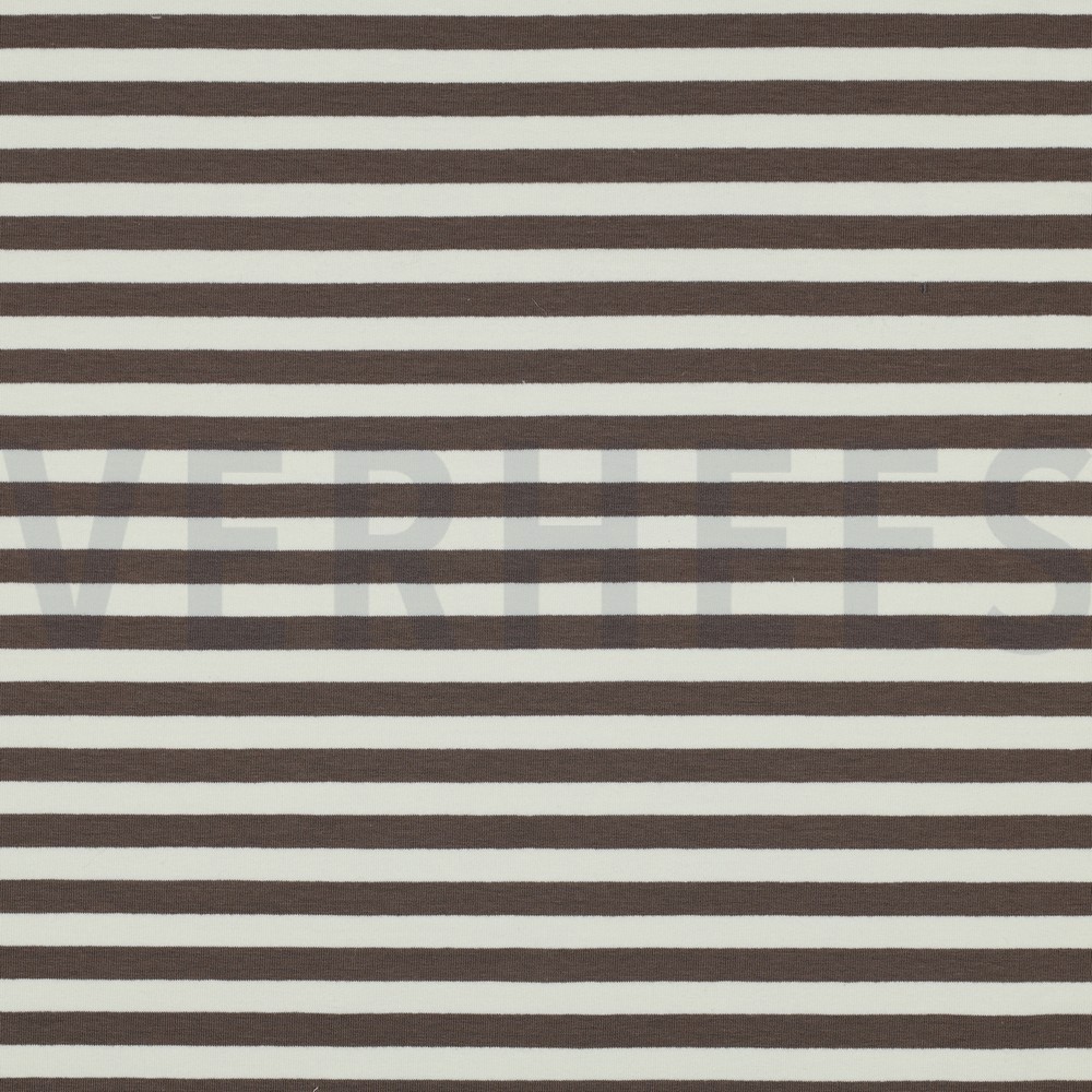 FRENCH TERRY GARENGEVERFD STREPEN TAUPE