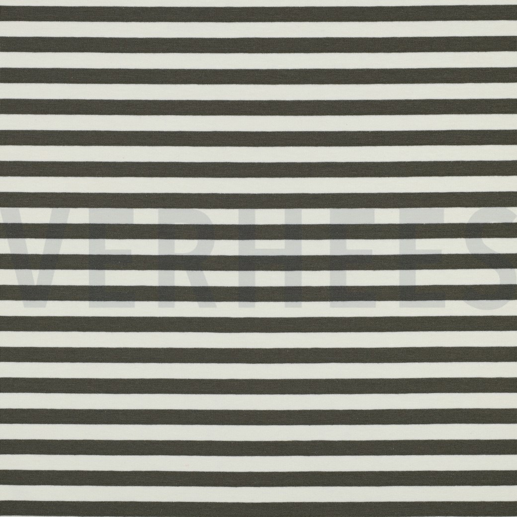 FRENCH TERRY YARN DYED STRIPES ARMY GREEN