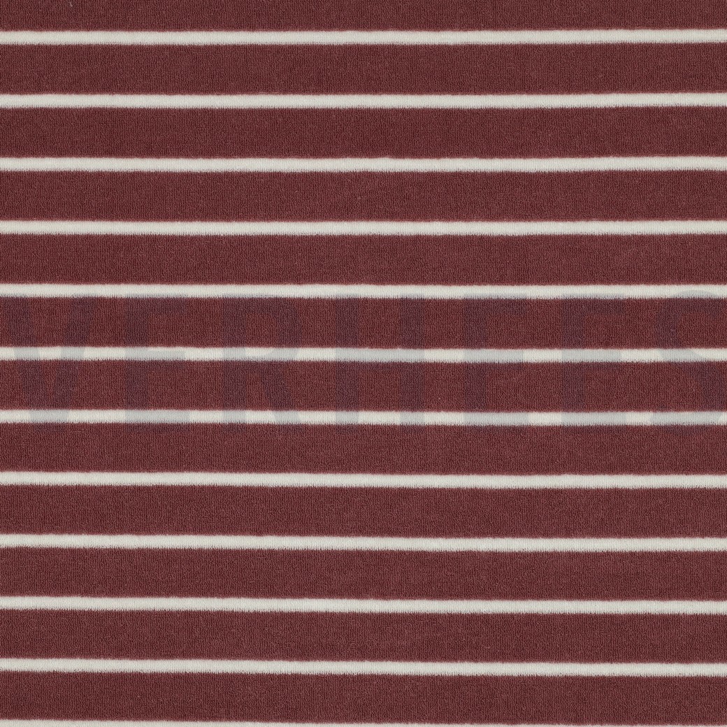 COTTON TOWELLING YARN DYED STRIPES MAUVE/ECRU