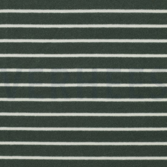 BAUMWOLLE FROTTEE GARNGEFÄRBT STREIFEN SALBEI/ECRU #7