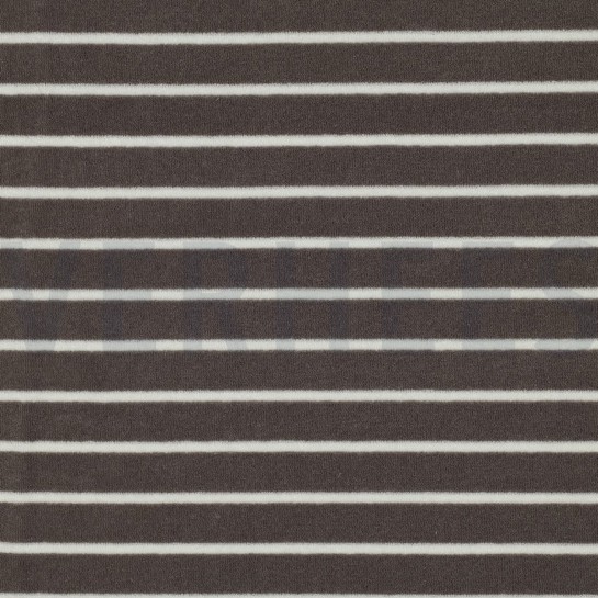 BAUMWOLLE FROTTEE GARNGEFÄRBT STREIFEN TAUPE/ECRU #7