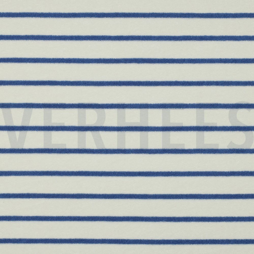 KATOEN BADSTOF GARENGEVERFD STREPEN LICHTBLAUW