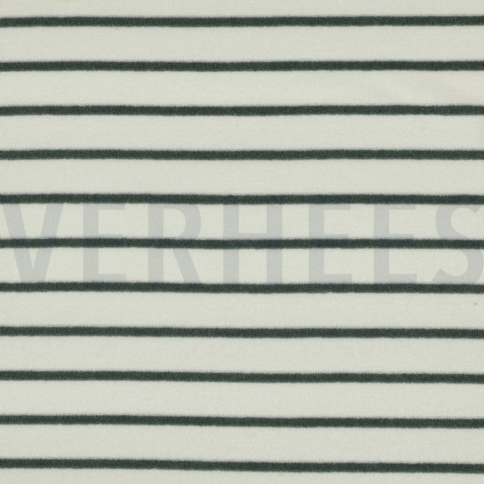 BAUMWOLLE FROTTEE GARNGEFÄRBT STREIFEN ECRU/SALBEI #7