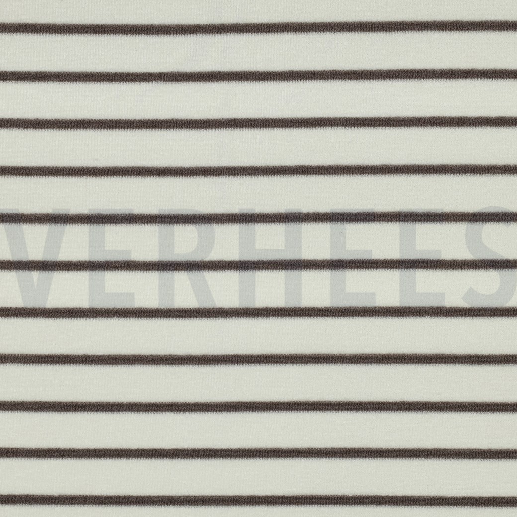 COTTON TOWELLING YARN DYED STRIPES ECRU/TAUPE