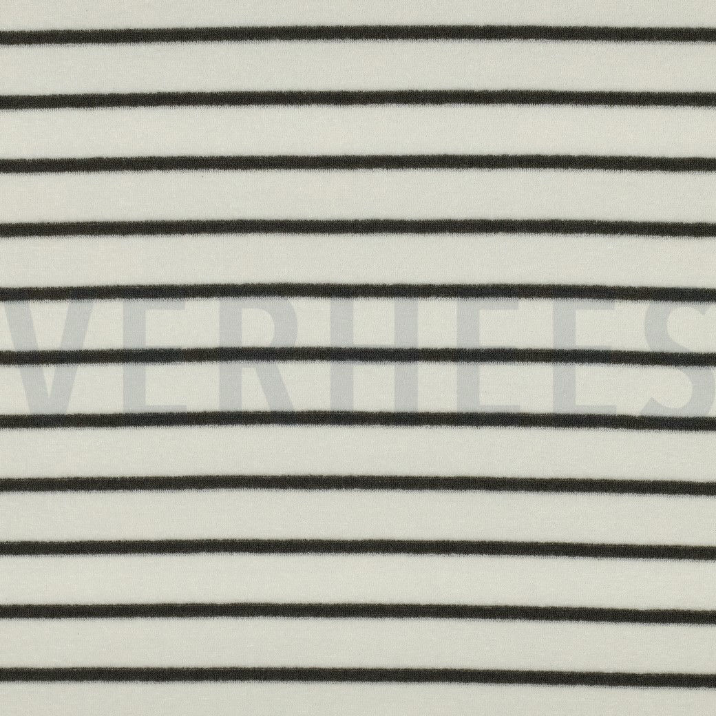 BAUMWOLLE FROTTEE GARNGEFÄRBT STREIFEN ECRU/ARMYGRÜN