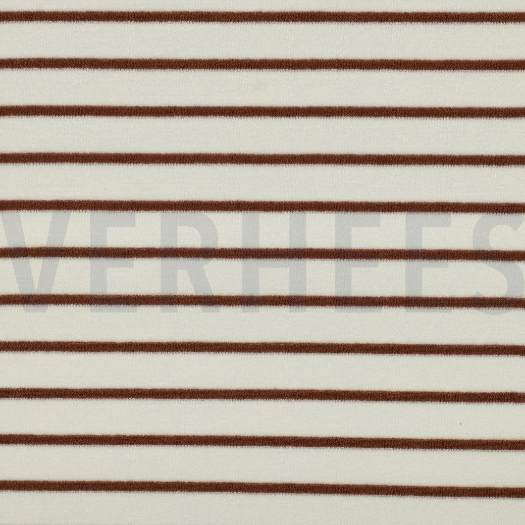 BAUMWOLLE FROTTEE GARNGEFÄRBT STREIFEN ECRU/KAMEL