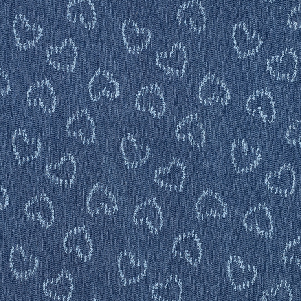 DENIM JACQUARD HERZEN JEANSBLAU