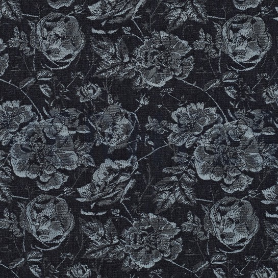 DENIM JACQUARD BLUMEN JEANSBLAU #7