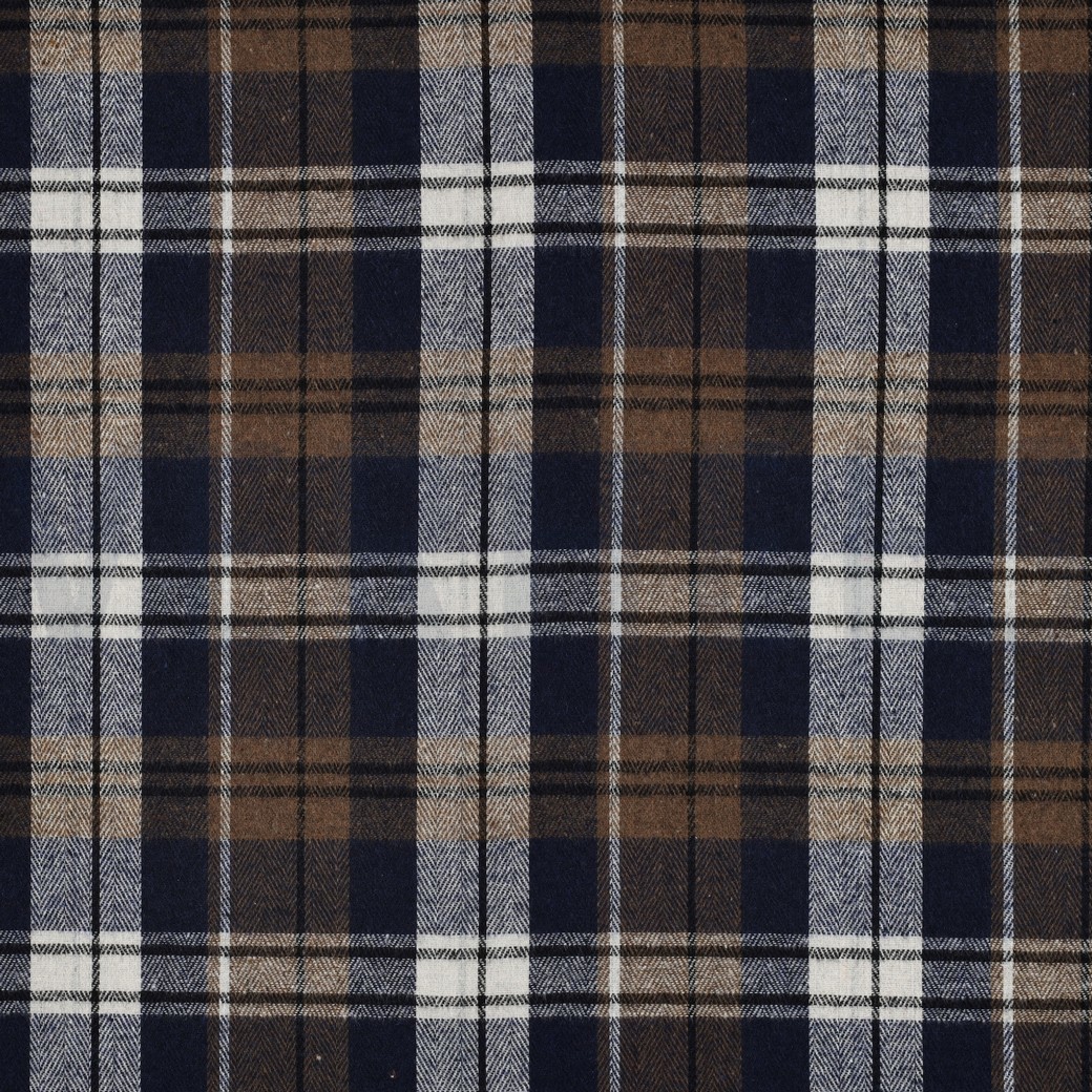 GEBÜRSTETER MANTELSTOFF GARNGEFÄRBT KAROS BRAUN