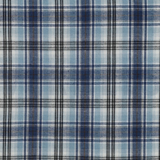 GEBÜRSTETER MANTELSTOFF GARNGEFÄRBT KAROS BLAU #7