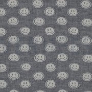 DOUBLE GAZE DE COTON JACQUARD SMILEYS BLEU MARINE/ÉCRU (thumbnail)