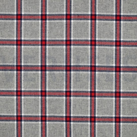 BAUMWOLLE GARNGEFÄRBT ANGERAUT KAROS GRAU #7