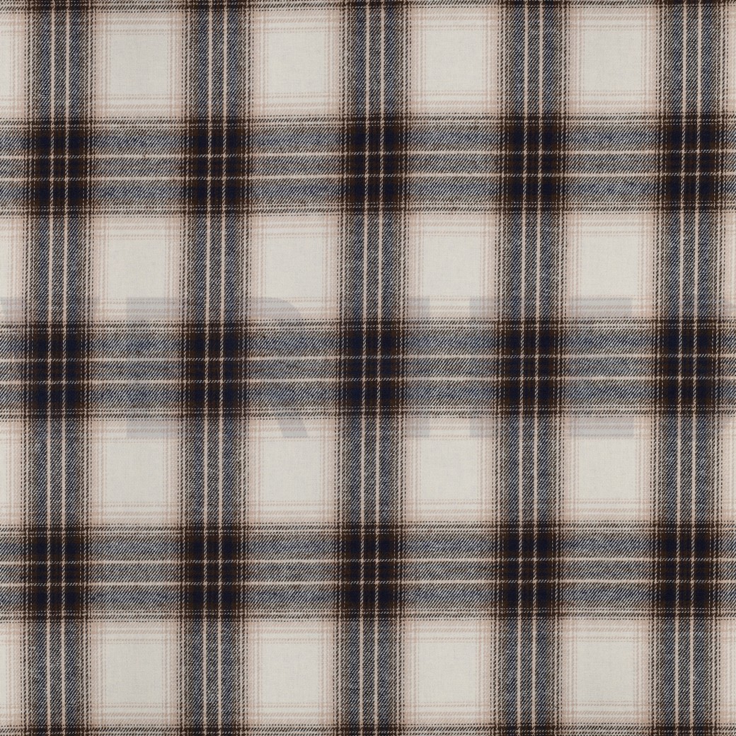 BAUMWOLLE GARNGEFÄRBT ANGERAUT KAROS BEIGE