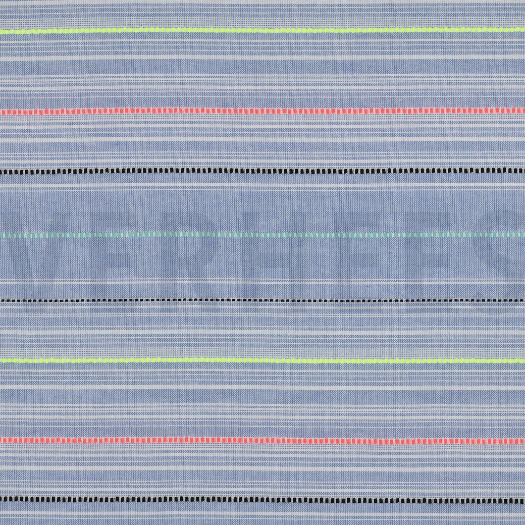 BAUMWOLLE GARNGEFÄRBT STREIFEN NEON BLAU