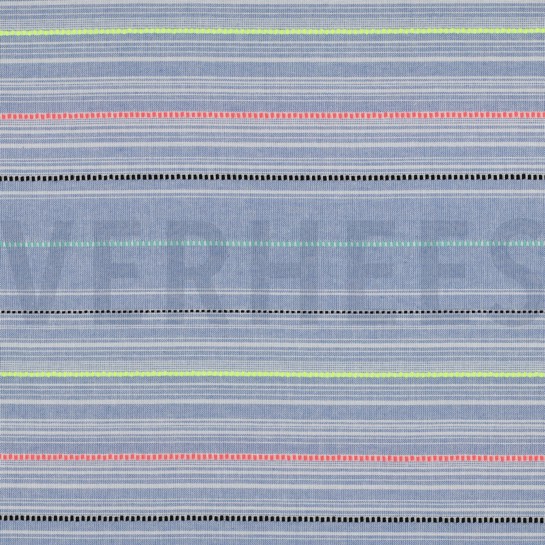 BAUMWOLLE GARNGEFÄRBT STREIFEN NEON BLAU #7