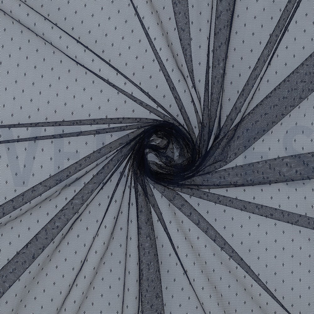 FEINER TÜLL PUNKTE MARINEBLAU