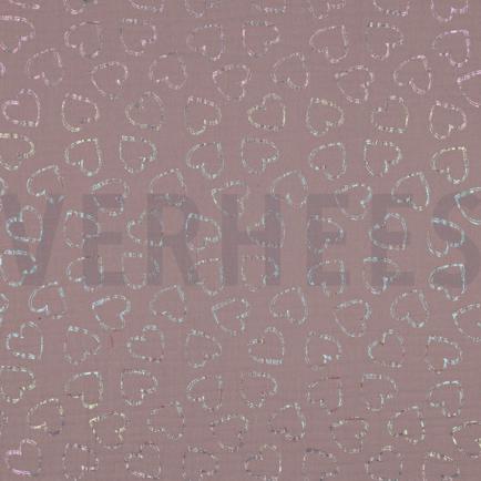 DOUBLE GAZE DE COTON FOIL COEURS ROSE TENDRE (hover)