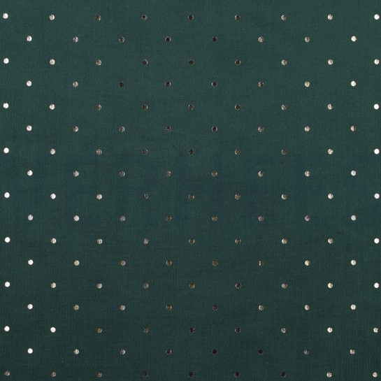 FEINCORD GOLD FOLIE PUNKTE DUNKELGRÜN #7