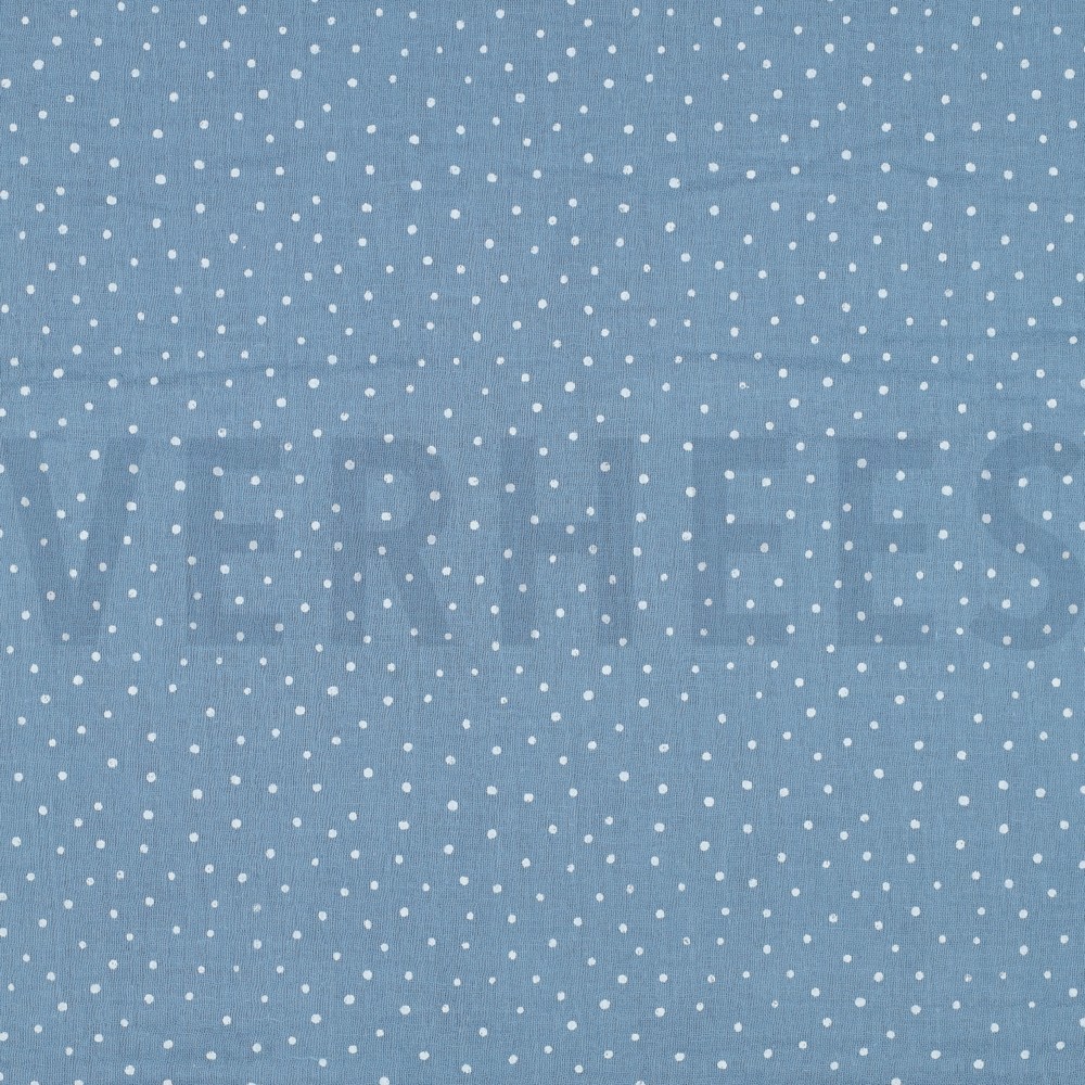 DOUBLE GAUZE KLEINE STIPPEN LICHTBLAUW