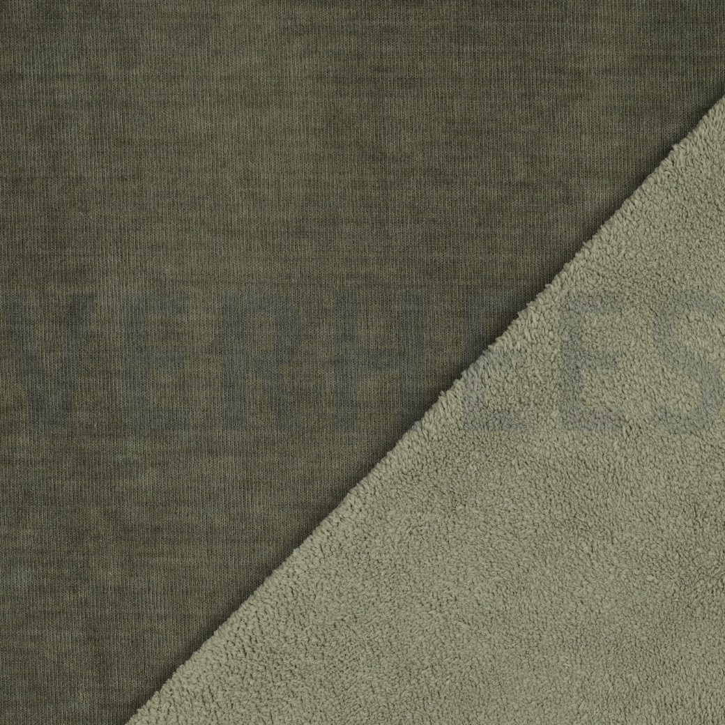 DUBBEL GEBREID VELOURS SHERPA LEGERGROEN