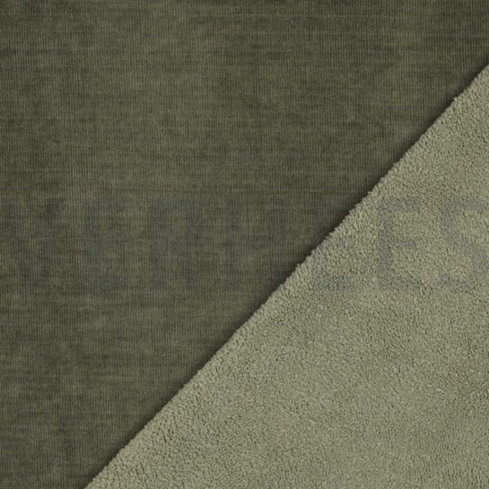 DOUBLE SIDED KNITTED VELOURS SHERPA ARMY GREEN #7